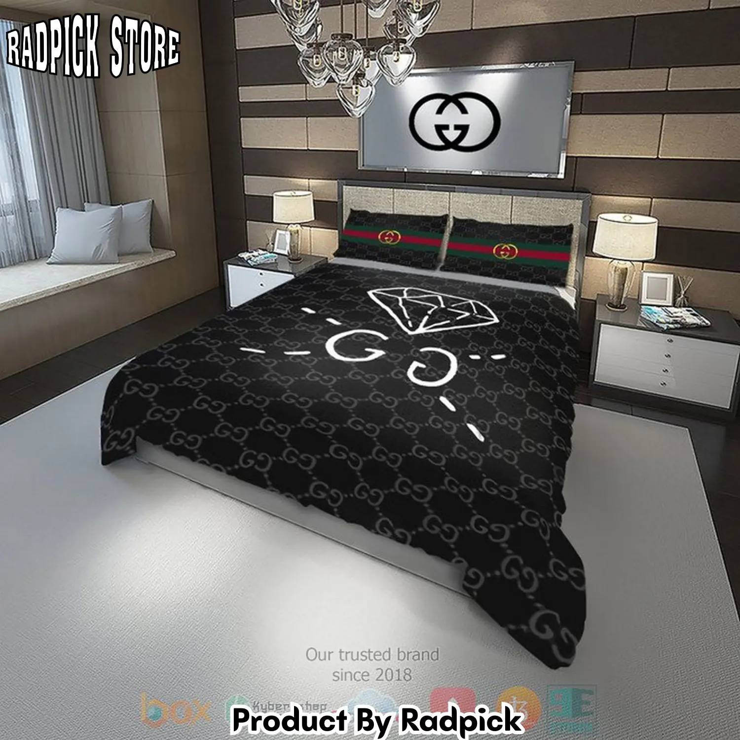 Radpick best diamond louis vuitton paris luxury brand black pattern quilt bedroom sets rp3278352